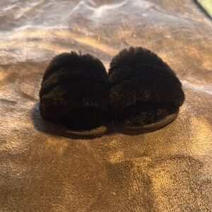 Black Faux Fur Slippers